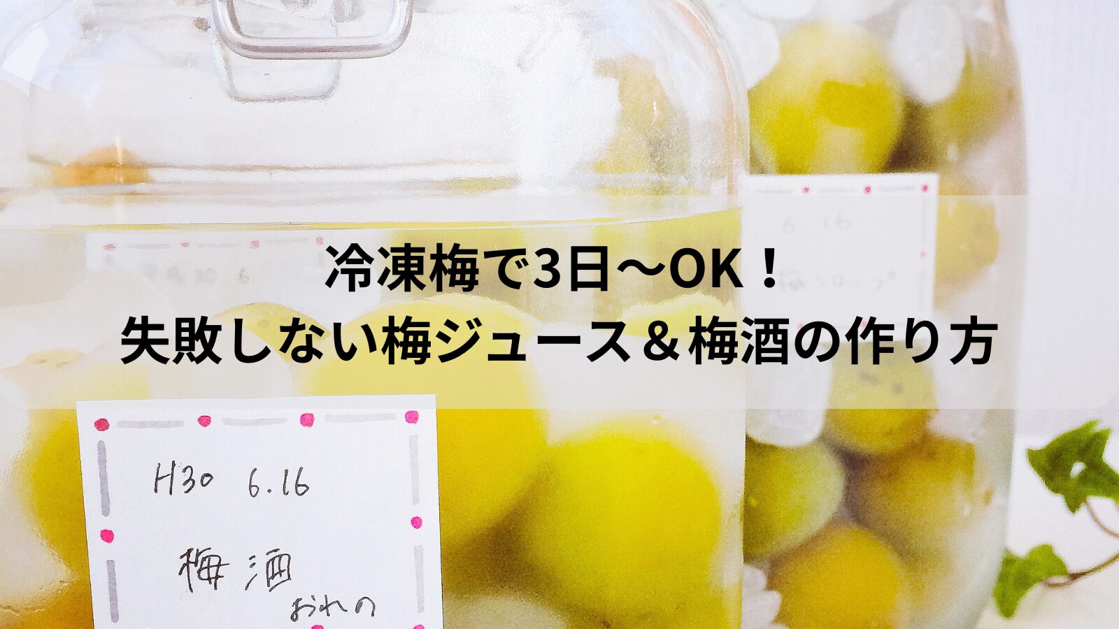 「冷凍梅」で作る梅ジュース＆梅酒｜簡単・時短・失敗しないレシピ